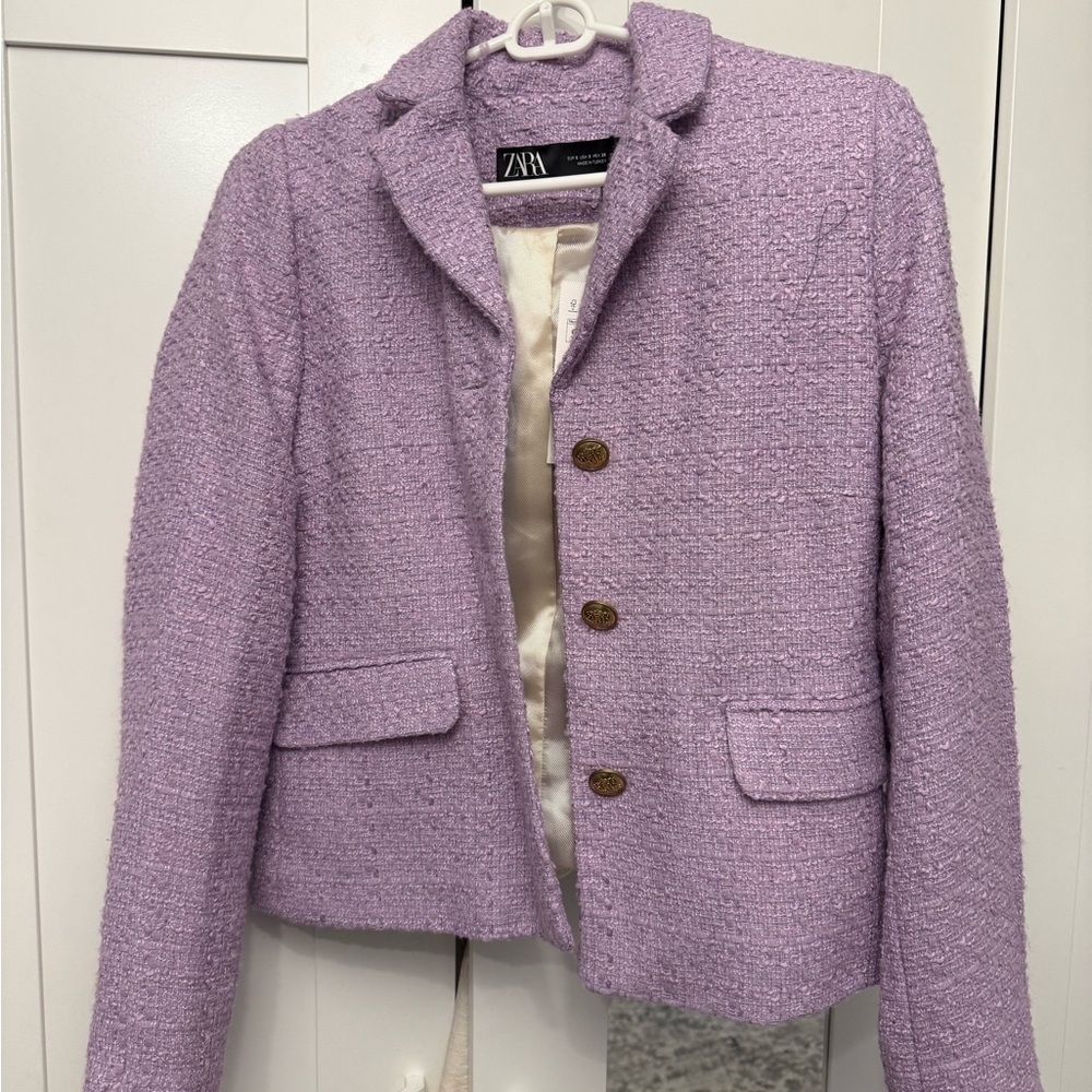 Zara Women's Purple Tweed Blazer